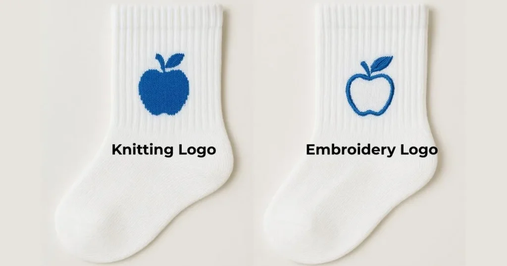 Embroidery Socks 4 Knit Logo vs Embroidery Logo